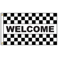 Welcome Black & White Checkered 3' x 5' Message Flag with Heading and Grommets